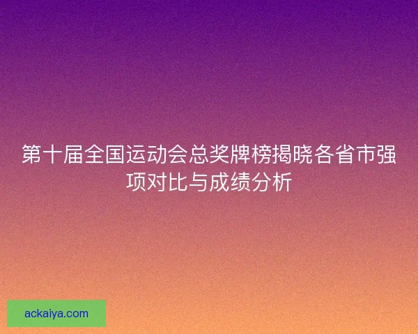 第十届全国运动会总奖牌榜揭晓各省市强项对比与成绩分析