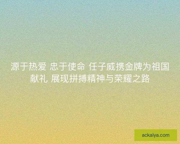源于热爱 忠于使命 任子威携金牌为祖国献礼 展现拼搏精神与荣耀之路